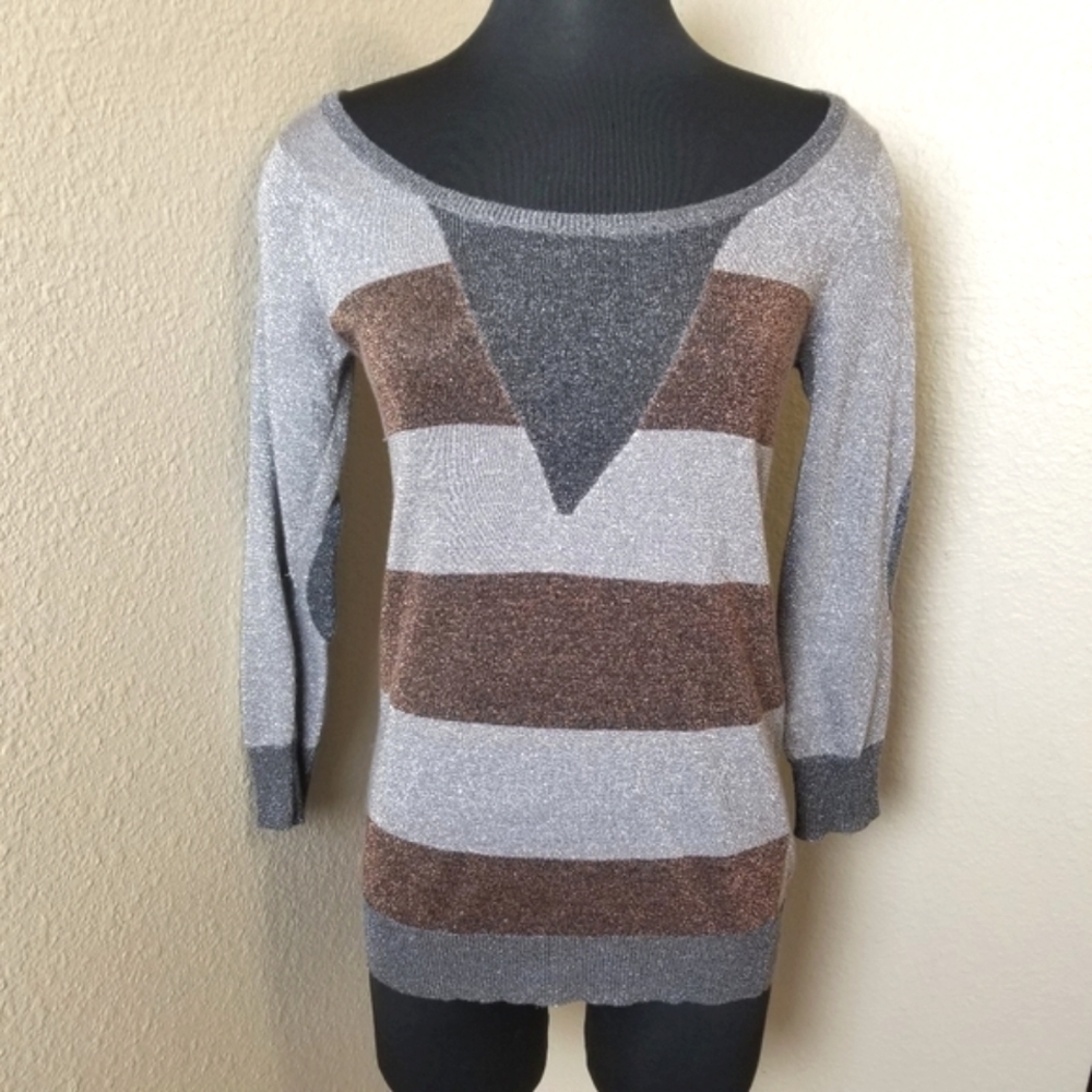 Stussy Striped Metallic 3/4 Sleeve Sweater